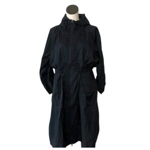 NWOT Athleta  Black Hooded  Longline Parka Rain Jacket Full Zip  Lightweight M